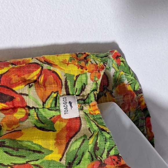 Toad&Co Women Floral Fruit Button Down Shirt Organic Cotton - Red, Yellow, Green - Picture 4 of 8